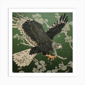 Ohara Koson Inspired Bird Painting Harrier 2 Square Art Print