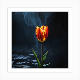 Tulip Flower With Smoke Art Print