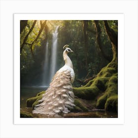 Beautiful white peacock in jungle  Art Print