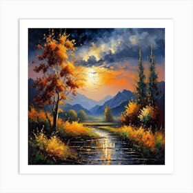 Sunset In The Mountains 7 Art Print