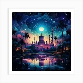 Islamic Mosque At Night 3 Art Print