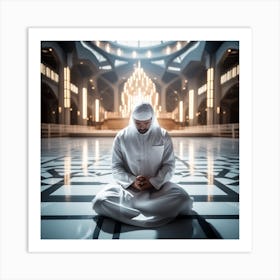 Muslim Man Praying In The Mosque Art Print