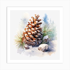 Watercolor Pine Cone 1 Art Print