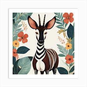 Okapi 3 Folk Style Animal Illustration Art Print 0 Art Print