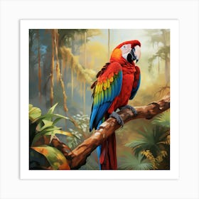 Macaw Parrot In Tree 3 Art Print