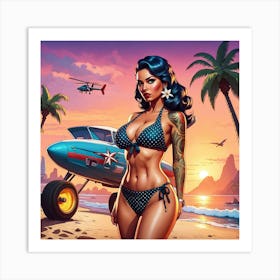 Pinup Girl In Bikini 2 Art Print