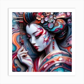 Japan Traditional Geisha Illustration By Ad 134 Art Print