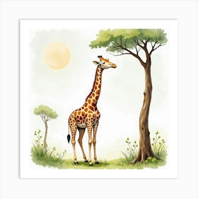 Giraffe In The Forest Art Print