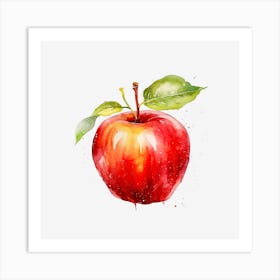 Red Apple Watercolor Painting Art Print