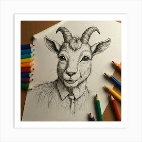 Goat Drawing Art Print