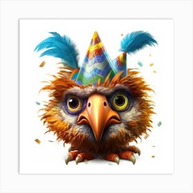 Owl In A Party Hat Art Print