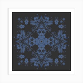 Pastel Dragon Head Pattern Black And Blue Art Print