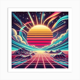 80's retro sunset Art Print