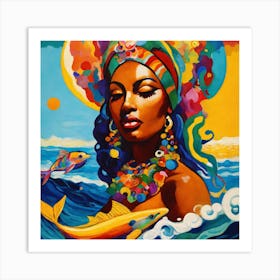 African Woman With Fish Art Print