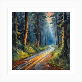 Road in the old forest  Art Print