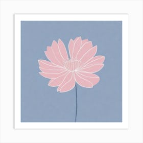 A White And Pink Flower In Minimalist Style Square Composition 370 Art Print