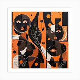 Abstract Painting, Black And Orange Art Print