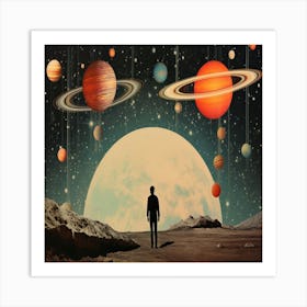 Man Looking At Planets Art Print