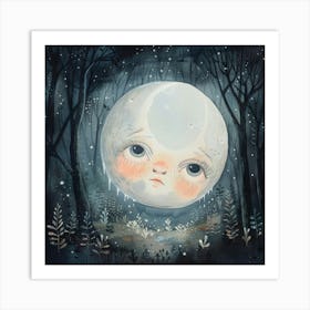 Moon In The Woods Art Print