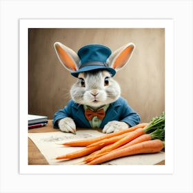 Rabbit With Carrots 23 Art Print