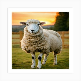 Sheep At Sunset Art Print