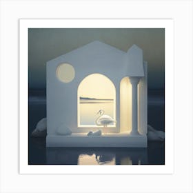 Swan In A Scene Art Print