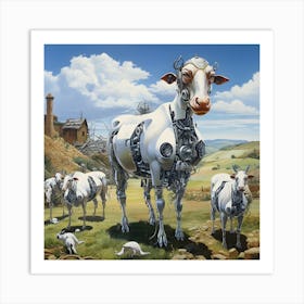 Surreal Cyborg Cows On A Farm Ai Art Depot 35 Art Print