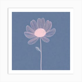 A White And Pink Flower In Minimalist Style Square Composition 651 Art Print