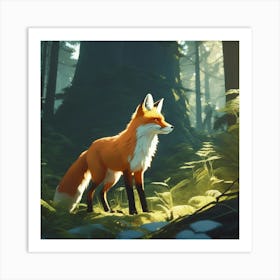 Fox In The Forest 106 Art Print