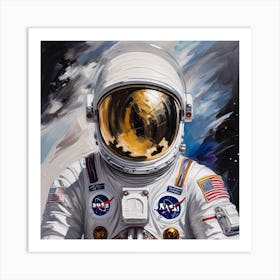 Astronaut Day Spaceman In White Space Suit Costume Open Glass Helmet 0 (1) Art Print