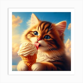 Ice Cream Cat Art Print