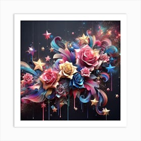 Abstract Roses Art Print