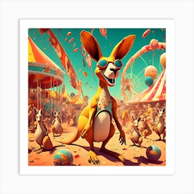 Digital Funny Kangaroo Art Print