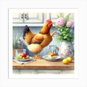 Chicken In The Kitchen 2 Art Print