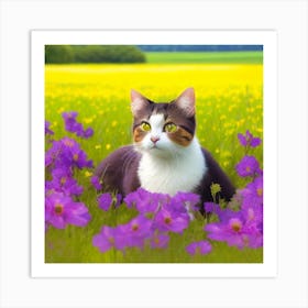 Cat In A Field Art Print