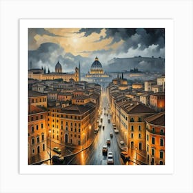 Rome Foggy Art Print