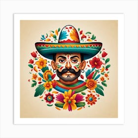 Mexican Man With Flowers Art Print