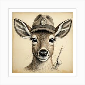 Deer In A Hat 14 Art Print