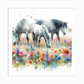 Horses In The Meadow 3 Art Print