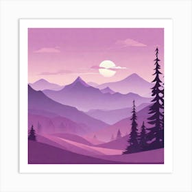 Misty mountains background in purple tone 12 Art Print