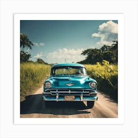 Classic Car On A Dirt Road Art Print