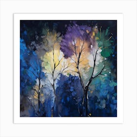 Trees In The Night Art Print