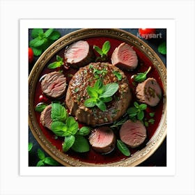 Steak With Cherry Sauce Art Print