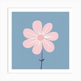 A White And Pink Flower In Minimalist Style Square Composition 609 Art Print