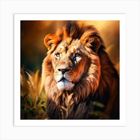 Lion In The Grass Art Print