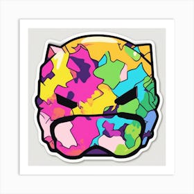 Vibrant Sticker Of A Camouflage Pattern Mask And Based On A Trend Setting Indie Game Art Print