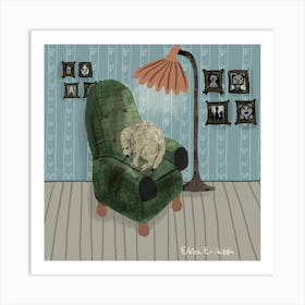 Illustrated dog cosy hygge Art Print