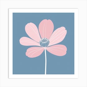 A White And Pink Flower In Minimalist Style Square Composition 313 Art Print