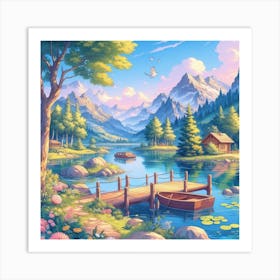 Lake In The Mountains Art Print