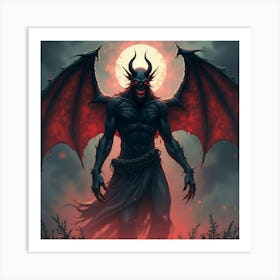 Demon In A Dark Watercolor Dimension 1 Art Print